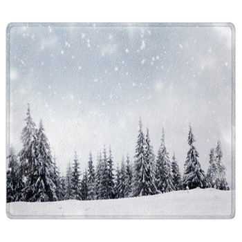 Christmas Background With Snowy Fir Trees Bath Mat