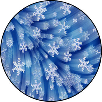 Christmas Blue Background: Firework Of Round Rug