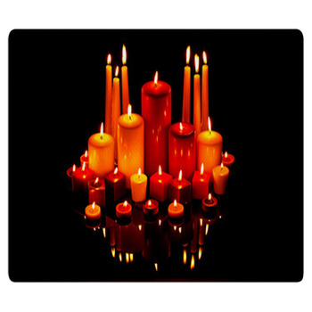 Christmas Candles On Black With Reflection Area Rug