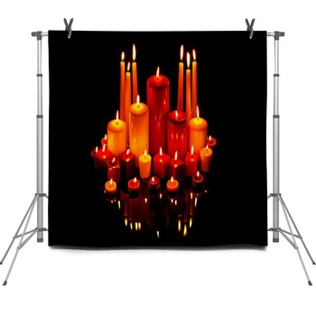 Christmas Candles On Black With Fleece Backdrop
