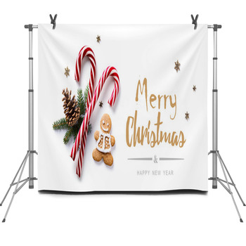 Christmas Composition With Fir Tree Fleece Backdrop