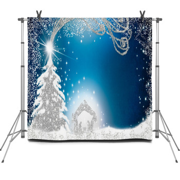 Christmas Nativity Scene Greetings Cards Fleece Backdrop