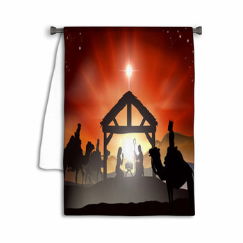 Nativity Scene Shower Curtains Mats Towels Personalize