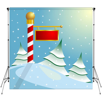 Christmas. North Pole Sign With Custom Size Backdrop