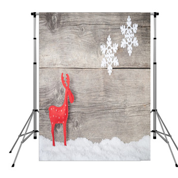 Christmas Reindeer On Wooden Pole Pocket Backdrop