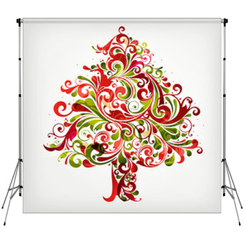 Christmas Tree Custom Size Backdrop