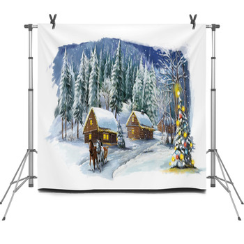 Christmas Winter Happy Scene Fleece Backdrop