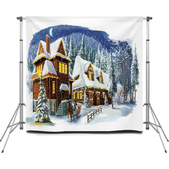 Christmas Winter Happy Scene With Custom Size Backdrop