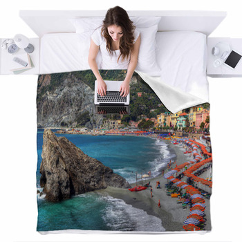 Cinque Terre - Italy Fleece Bed Blanket