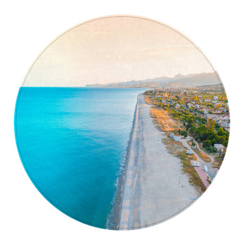 Città Di Locri In Calabria Vista Aerea In Round Rug