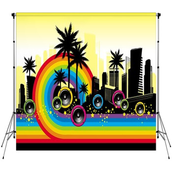 City Musical Rainbow Fleece Backdrop