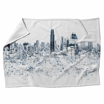 City Skyline Graphic Illustration Fleece Blanket