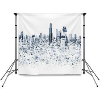 City Skyline Graphic Illustration Pole Pocket Backdrop