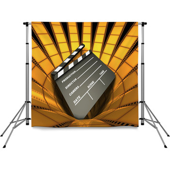Clapboard Surrounded By Films Pole Pocket Backdrop
