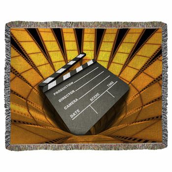 Clapboard Surrounded By Films Woven Throw Blanket