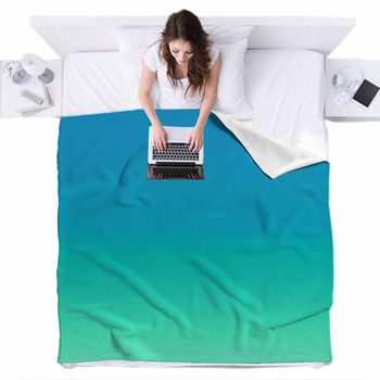 Classic Blue Color Of 2020 And Aqua Fleece Bed Blanket