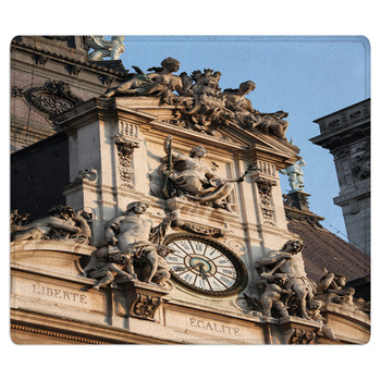 Clock At The Town Hall Of Paris Hotel De Ville Bath Mat