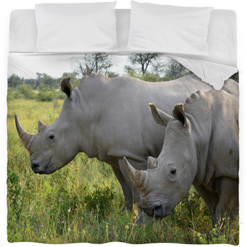 Close Up Of Rhino In Khama Fleece Bed Blanket