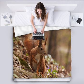Close Up Of Squirrel In Forest Fleece Blanket
