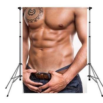 Close-up Of The Abdominal Muscles Pole Pocket Backdrop