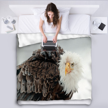 Close Up Portrait Of A Bald Eagle Fleece Blanket
