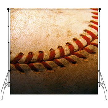 Closeup Of An Old, Used Baseball Custom Size Backdrop