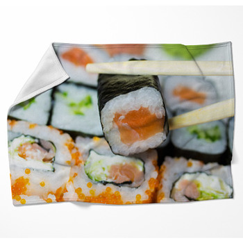 Closeup Of Maki Sushi Woven Throw Blanket