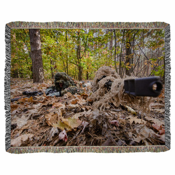 Closeup Of Two Snipers During A Woven Throw Blanket