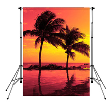 Coconut Tree Silhouette On The Pole Pocket Backdrop