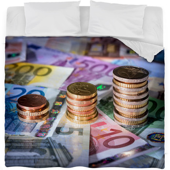 Coins Chart On Euro Banknotes?? Fleece Bed Blanket