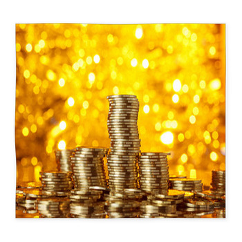 Coins Stack On Golden Bokeh Custom Size Floor Mat