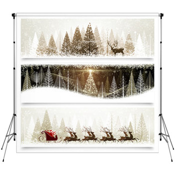 Collection Of Banners With Christmas Fleece Backdrop