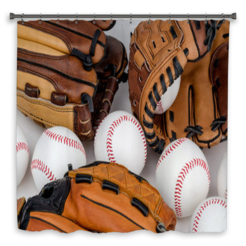 Collection Of Baseball Gloves  Custom Size Shower Curtain