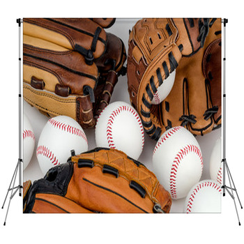 Collection Of Baseball Gloves And Fleece Backdrop
