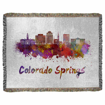 Colorado Springs V2 Skyline In Woven Throw Blanket