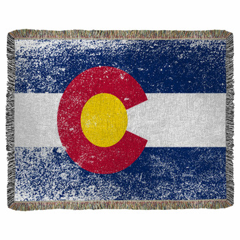 Colorado State Flag Grunge Woven Throw Blanket