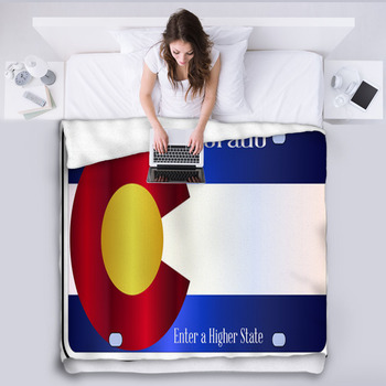 Colorado State License Plate Flag Fleece Blanket