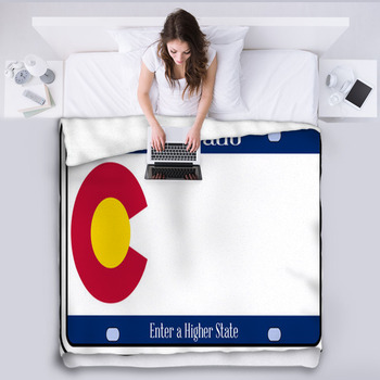 Colorado State License Plate Fleece Blanket
