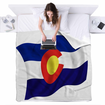 Colorado Usa Flag Fleece Bed Blanket
