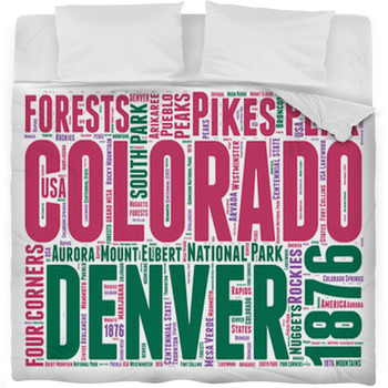 Colorado Usa State Map Tag Cloud Fleece Bed Blanket