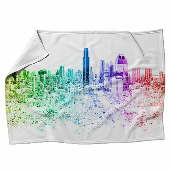 Colorful City Skyline Illustration Fleece Blanket