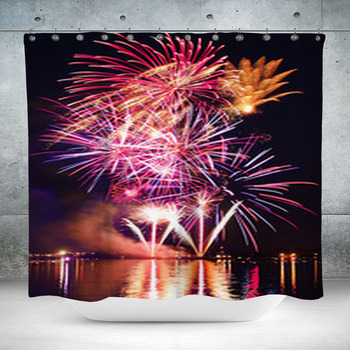 Colorful Firework In A Night Custom Size Shower Curtain