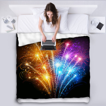 Colorful Fireworks Fleece Blanket