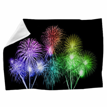 Colorful Fireworks Over Sky Fleece Blanket