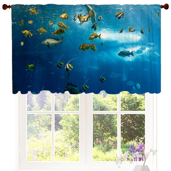 LINED custom VALANCE with UNDER the SEA ocean TROPICAL fish CARIBBEAN FABRIC 