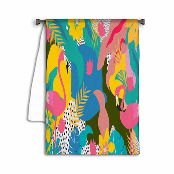 Colorful Flowers And Leaves Poster Background With  Towel