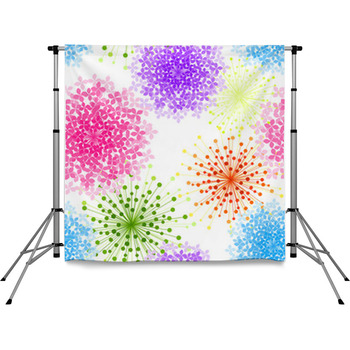 Colorful Hydrangea Flower Seamless  Pole Pocket Backdrop