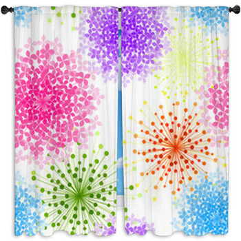Colorful Hydrangea Flower Standard Size Window Curtains