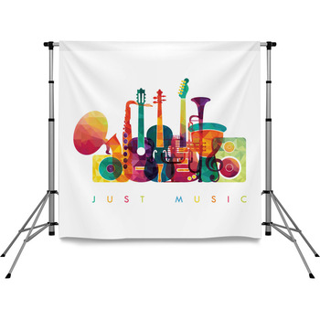 Colorful Music Background Vector Pole Pocket Backdrop