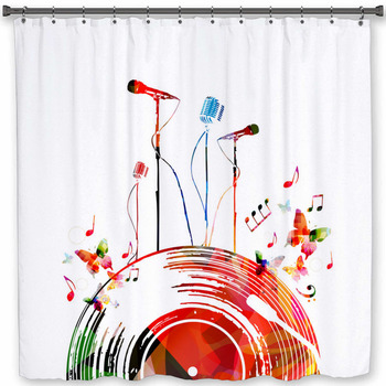 Colorful Music Poster With Custom Size Shower Curtain